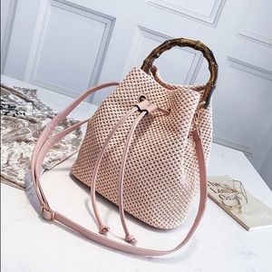 Straw Bucket Woven Shoulder Straw Handbag